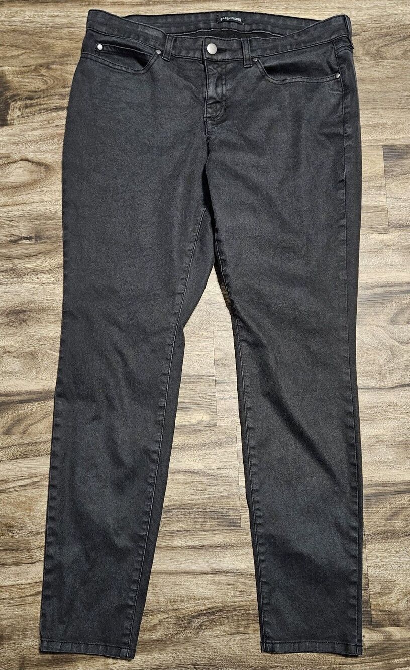 Eileen Fisher Women's Size Large ? 35x30 Organic Cotton Black Jeans Pants